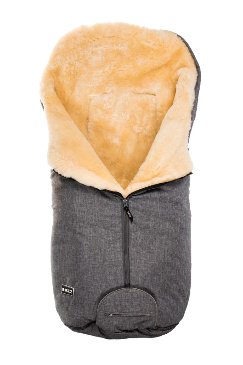 Конверт BOZZ из стриженой овчины (60-154-19 Серый меланж/Натуральный)