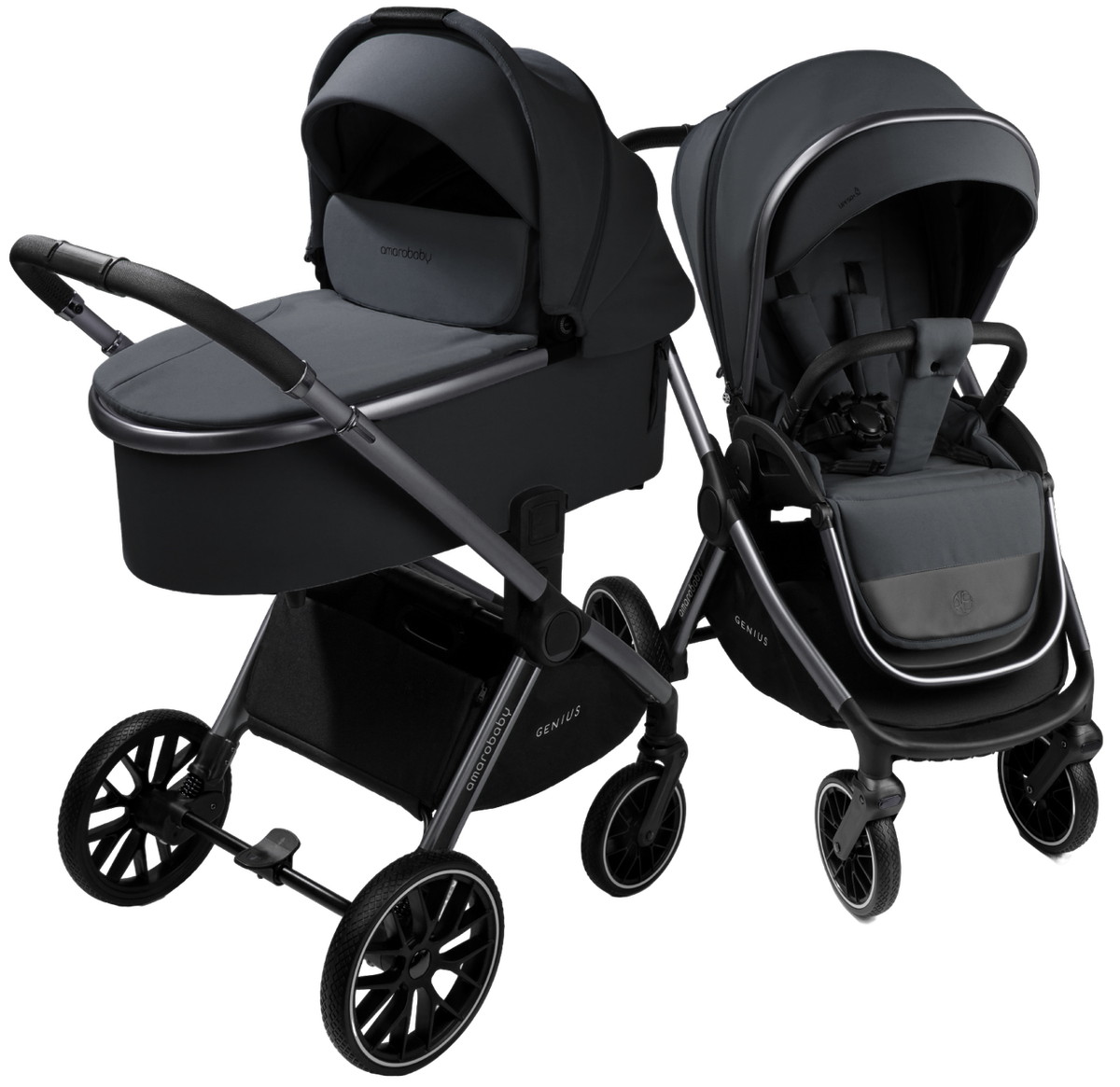 Коляска 2 в 1 Amarobaby Genius (Серый)