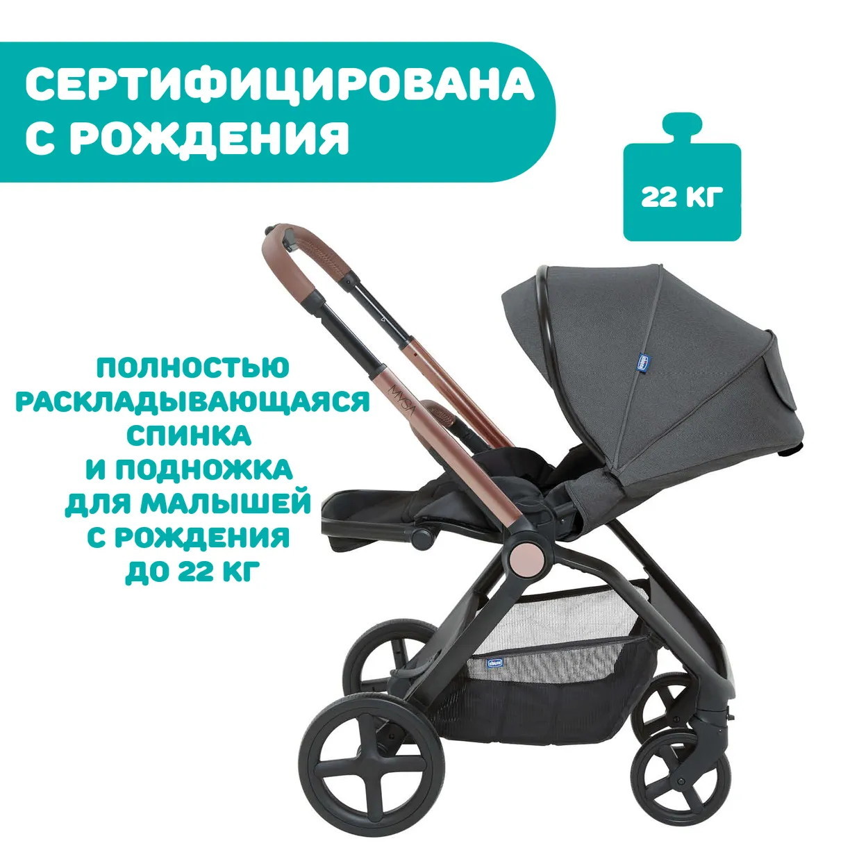 Коляска Chicco Mysa 2 в 1 Black Satin nmcd51pkqn6oqjyp1c2a7tib2t8xn572