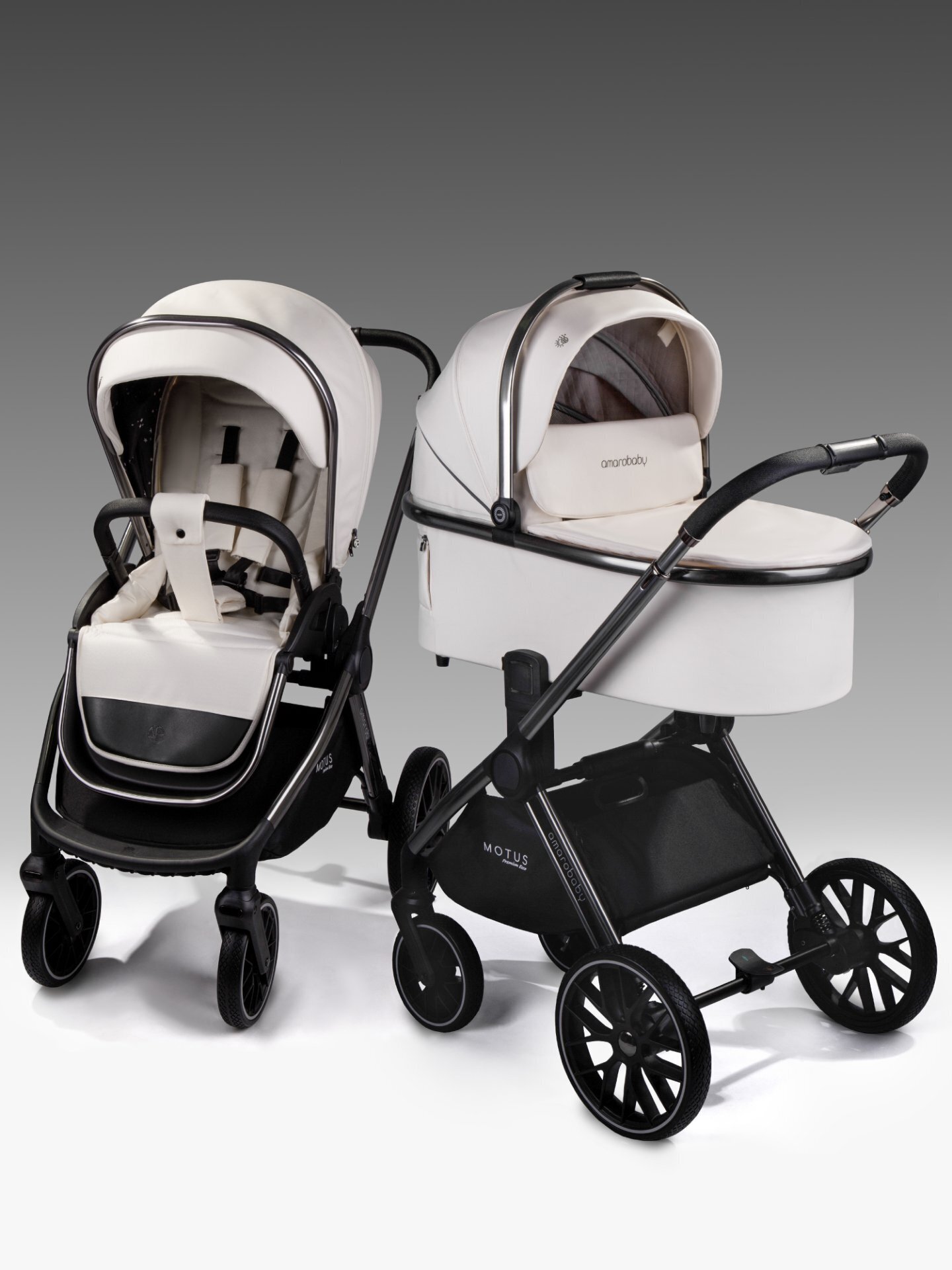 Коляска 2 в 1 Amarobaby Motus Premium Ecco (молочный)