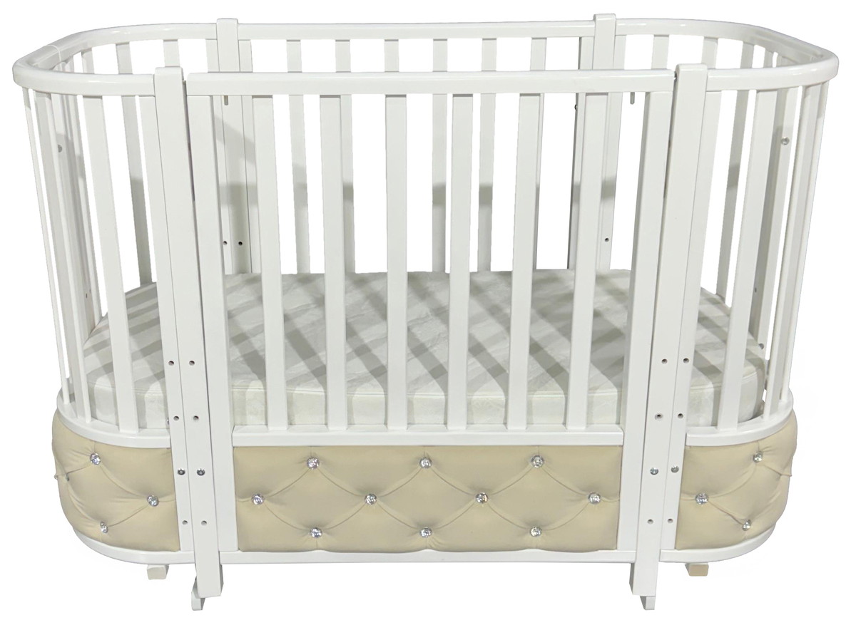 Детская кроватка КЕДР Estelle Elegance 4 велюр (маятник) (белый/белый)