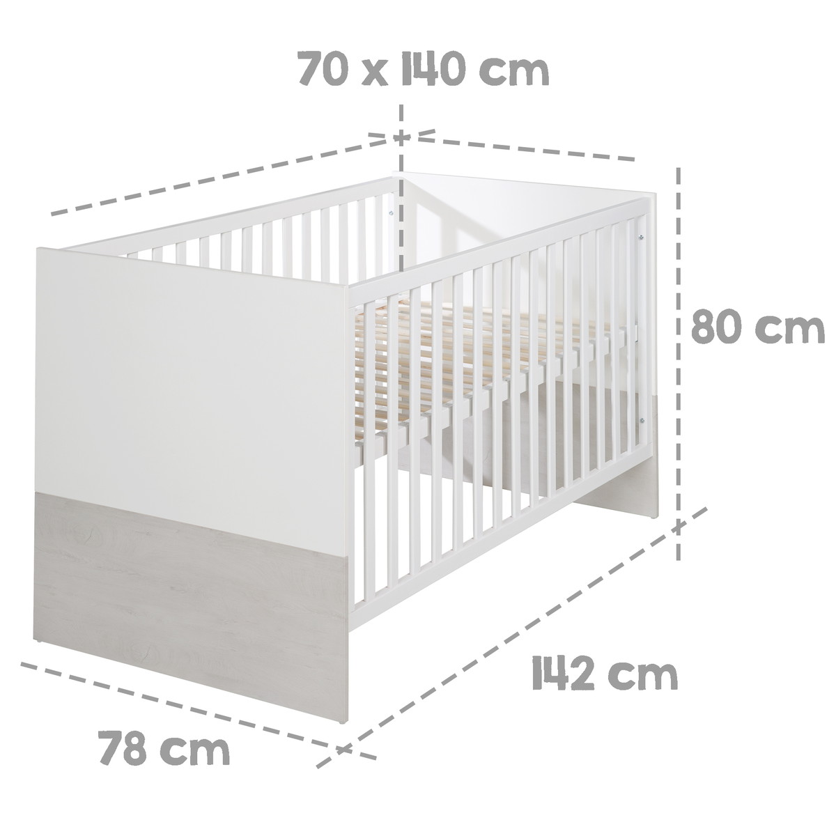 Детская кроватка ROBA Julia 70х140 Белый/Выбеленный дуб eajbhunyhu245orydjqg3p29n313z4as
