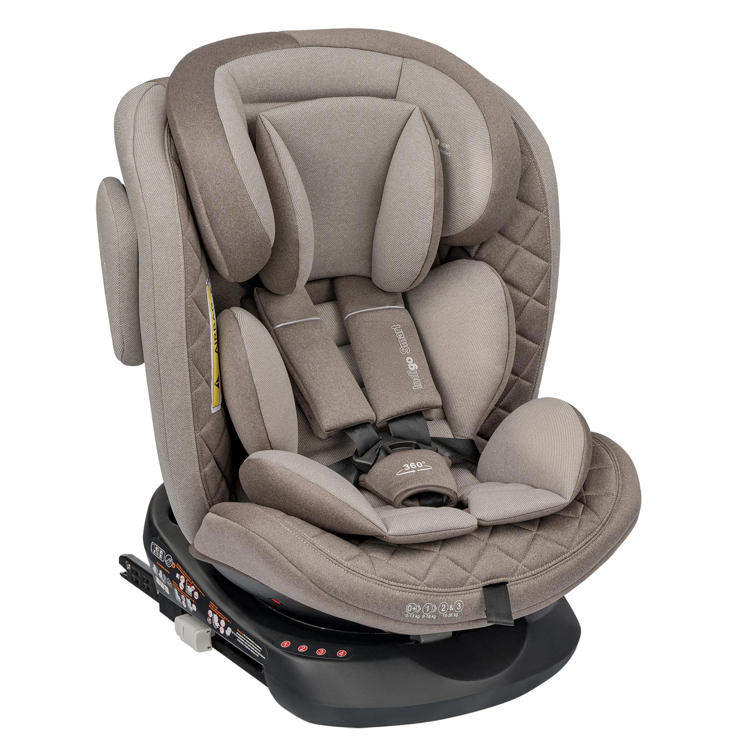 Автокресло Indigo SMART ISOFIX, группа 0+1+2+3 бежевый-коричневый 3084b5b4cf8770a3e553290fe22653fb