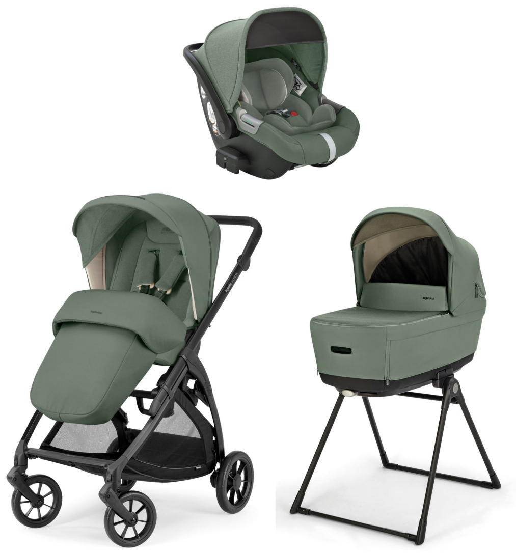 Коляска 3 в 1 Inglesina Electa 2025 (DRW i-Size) с подставкой под люльку Stand Up (Murray Green)
