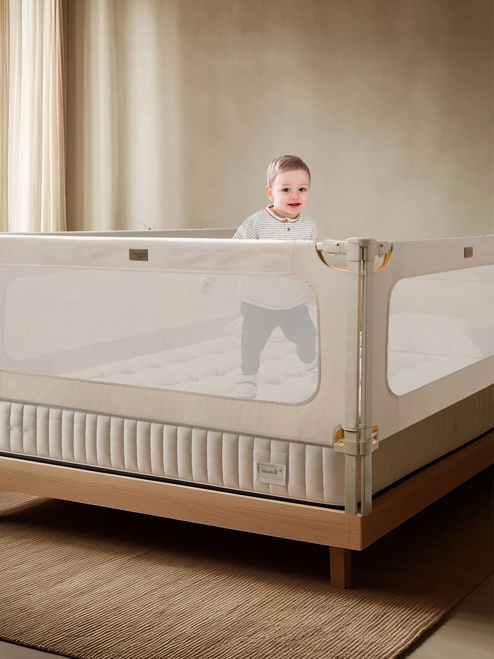 Барьер защитный для кровати Amarobaby Caveo (бежевый, 140 см)