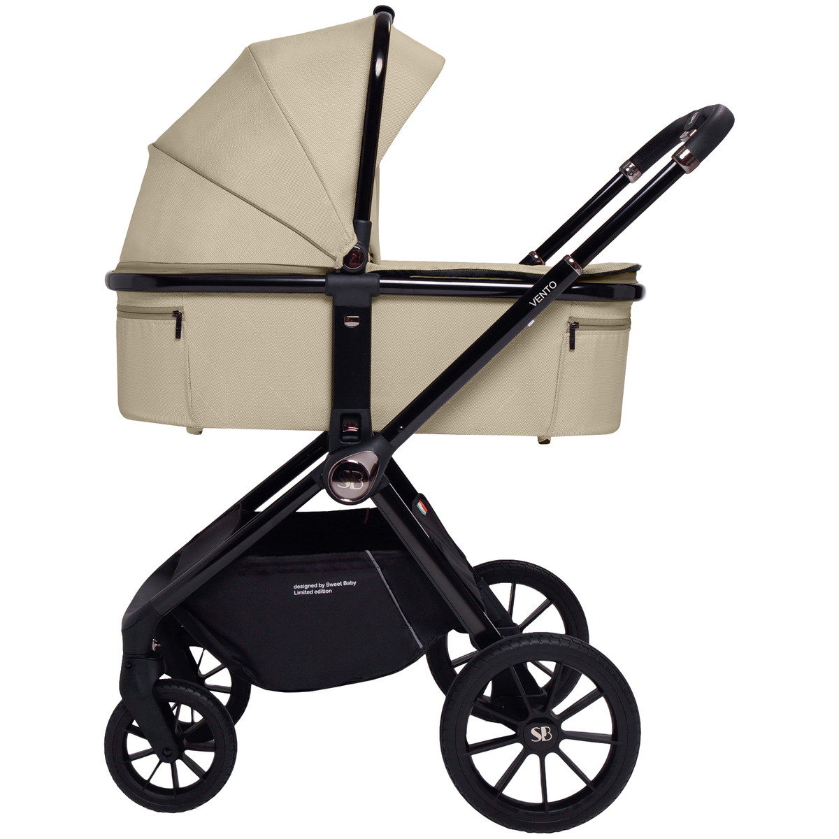 Детская коляска Sweet Baby Vento Black 3 в 1 Beige 6vz7oevux2wmz9dujvyideoe3b7udg93