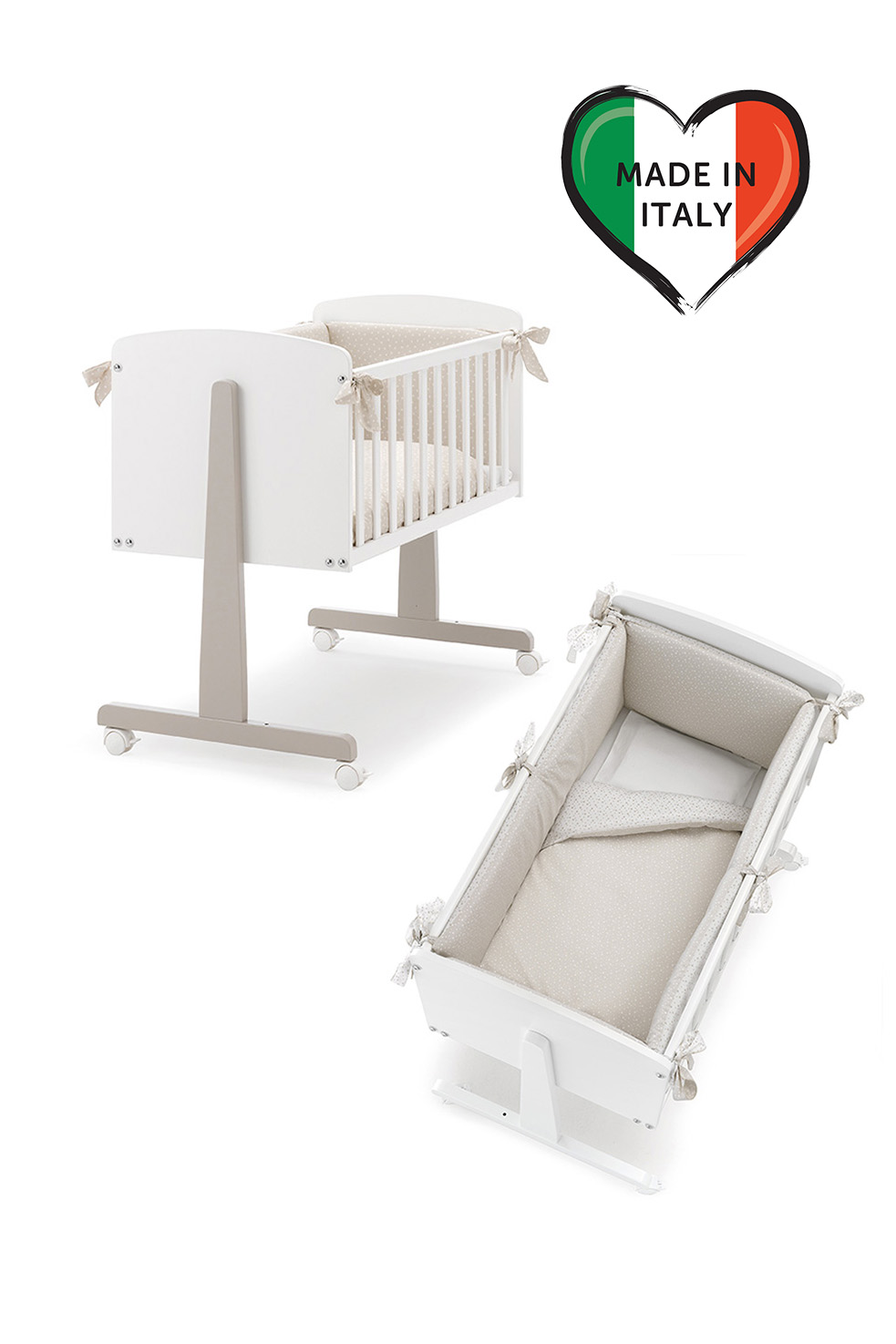 Колыбель Erbesi Ninna Stelline белый/серо-песочный 108134666-kolibel-erbesi-ninna-stelline-beliisero-pesochnii