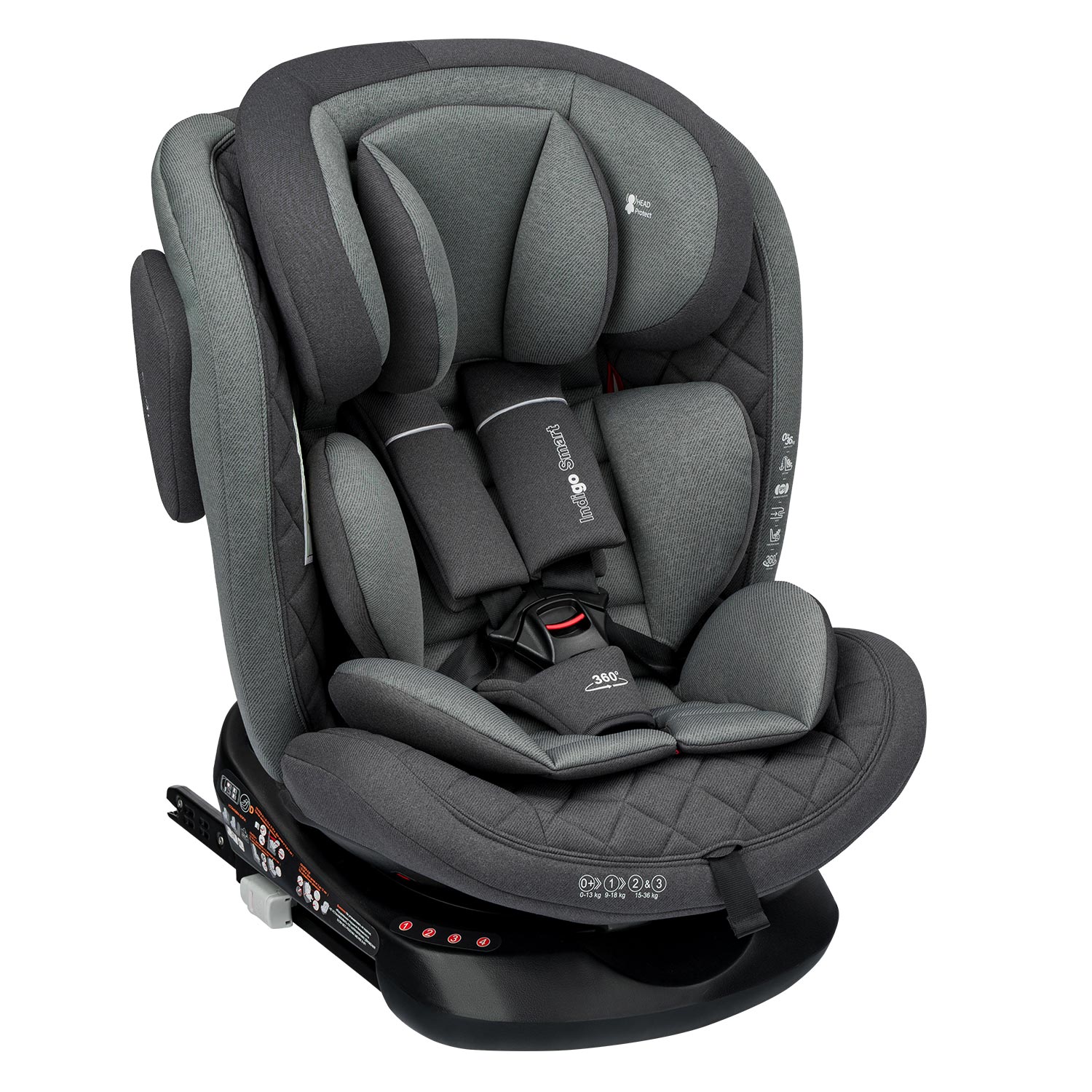 Автокресло Indigo SMART ISOFIX, группа 0+1+2+3 серый b61e1503d95ed8370d045e8a53f60c12