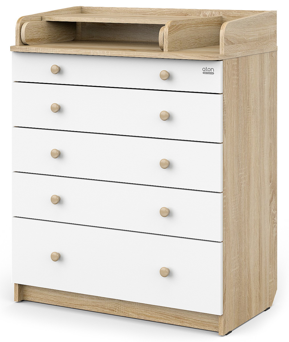 Детский пеленальный комод Атон Leo 805 с органайзером, ЛДСП дуб сонома-белый 1m35z7oz18tkec6xfeibtwi9cj12d8km