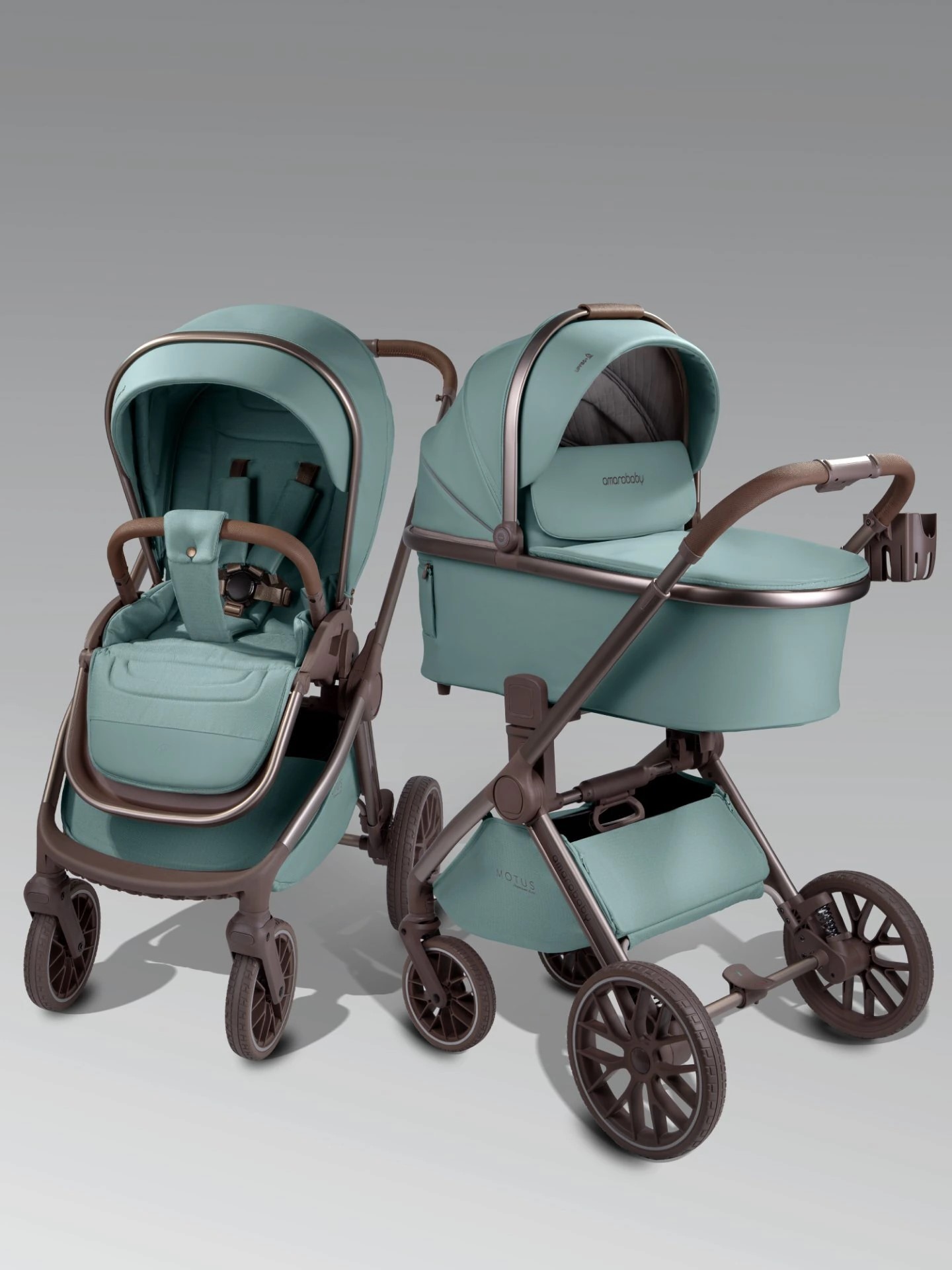 Коляска 2 в 1 Amarobaby Motus Premium Ecco Exclusive (Экокожа) (лагуна)