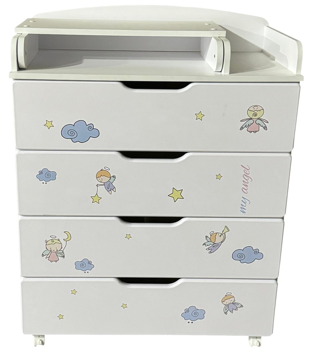 Пеленальный комод КЕДР Alina (белый/Ангелочки)