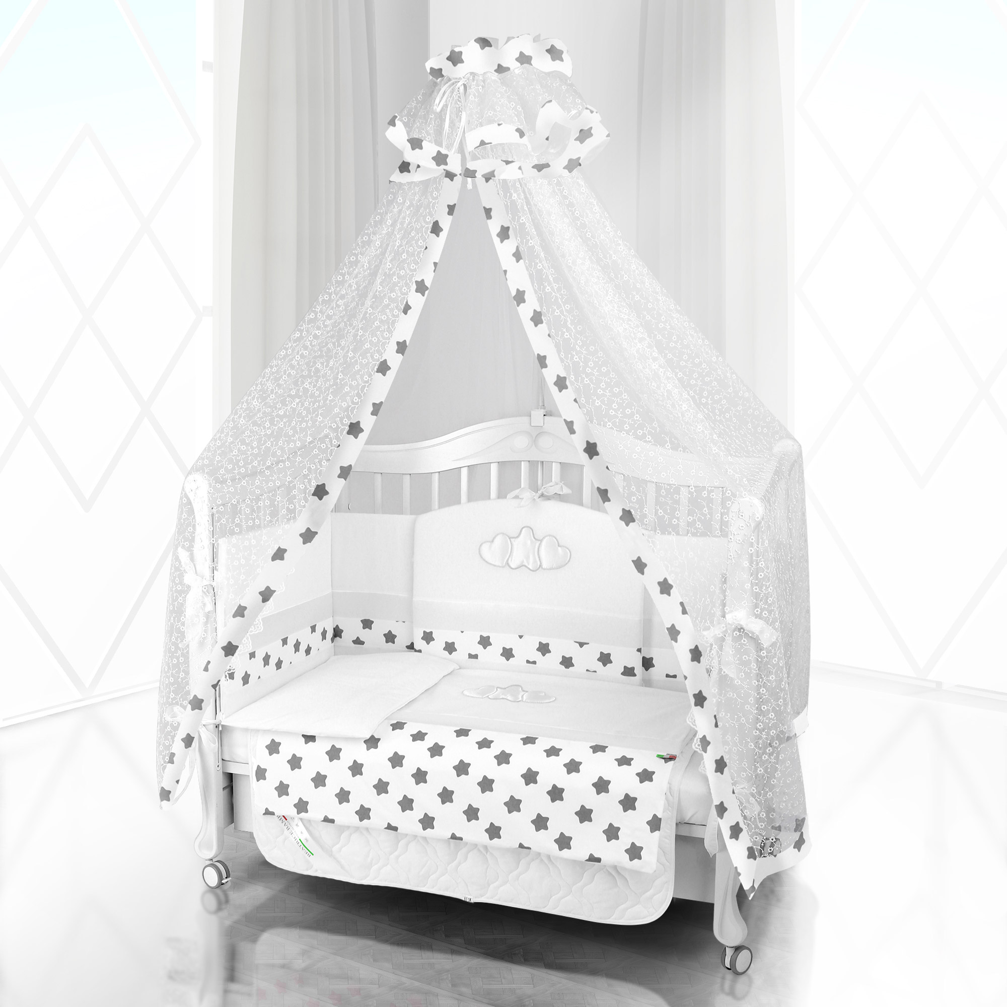 Комплект постельного белья Beatrice Bambini Unico Grande Stella (125х65) bianco bianco grigio 466da96f535f66d2d63bb87c8c7e5704