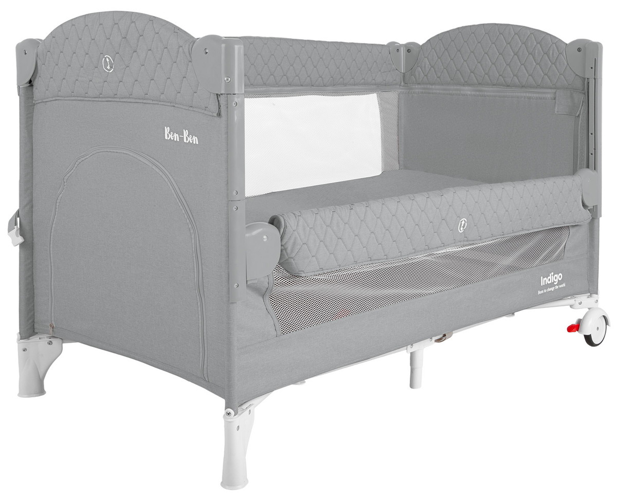 Манеж-кровать Indigo Bon-Bon, лен, приставной, 2 уровня Светло-серый oqendr0tfrxfyhay8plysacvg1jmj55r