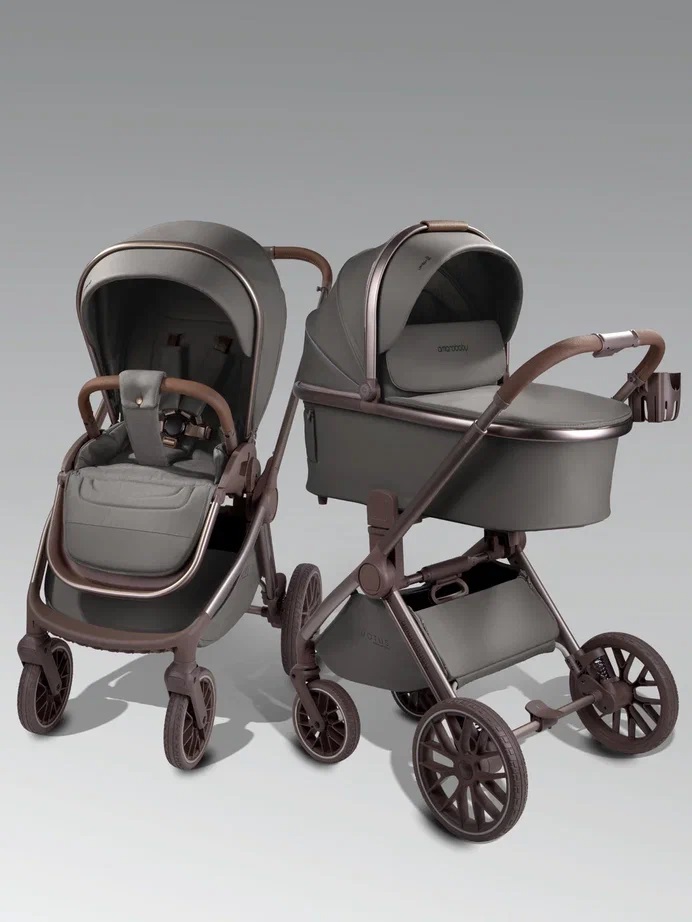 Коляска 2 в 1 Amarobaby Motus Premium Ecco Exclusive (Экокожа) (серый)