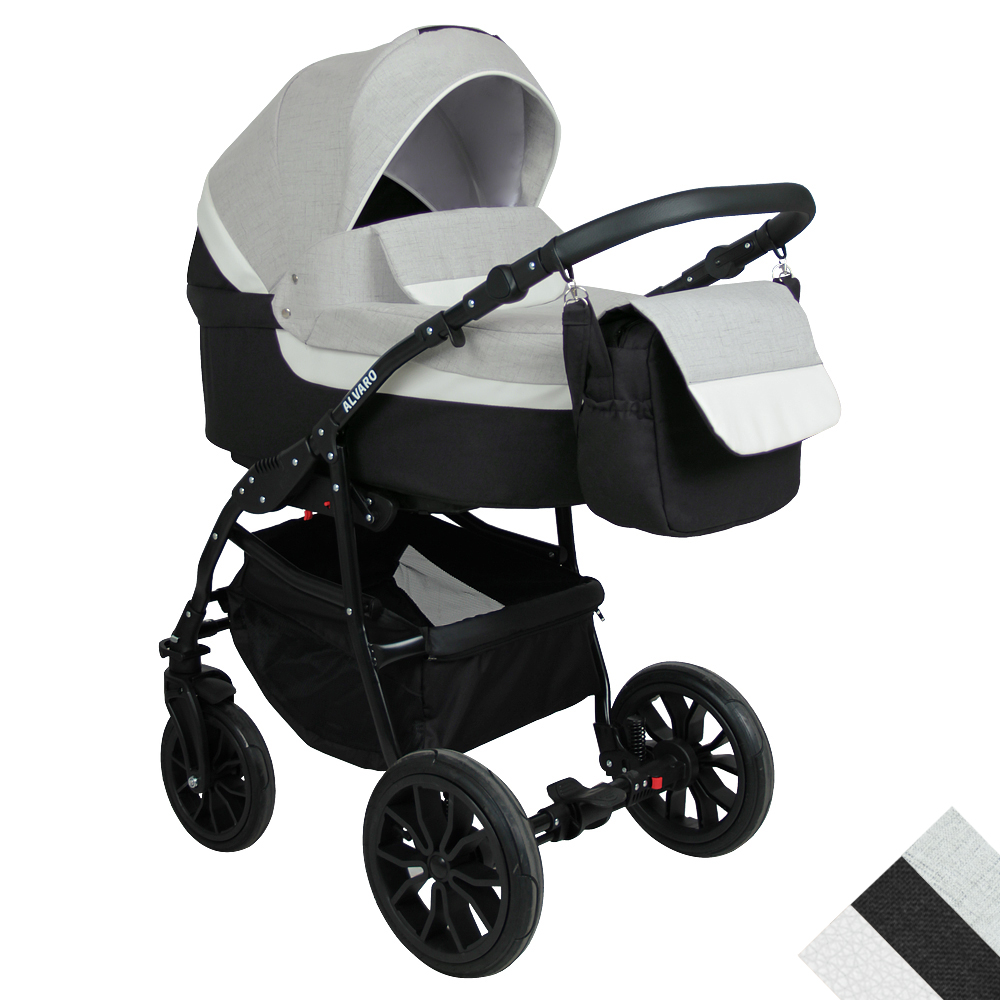 Коляска 2в1 Alis ALVARO т.серый+св.серый+белая кожа 108133465-kolyaska-2v1-alis-alvaro-tseriisvseriibelaya-kozha