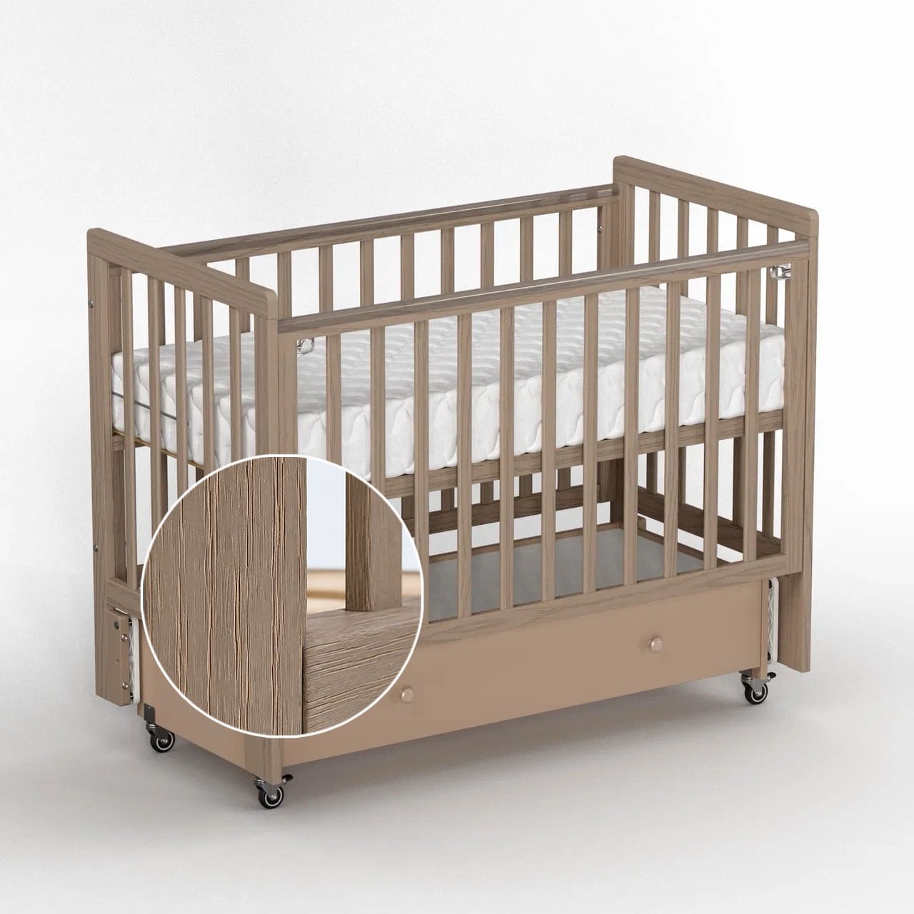 Детская кроватка ANTEMI Classic Sleep Premium 120х60 (Ящ+м) (Капучино)