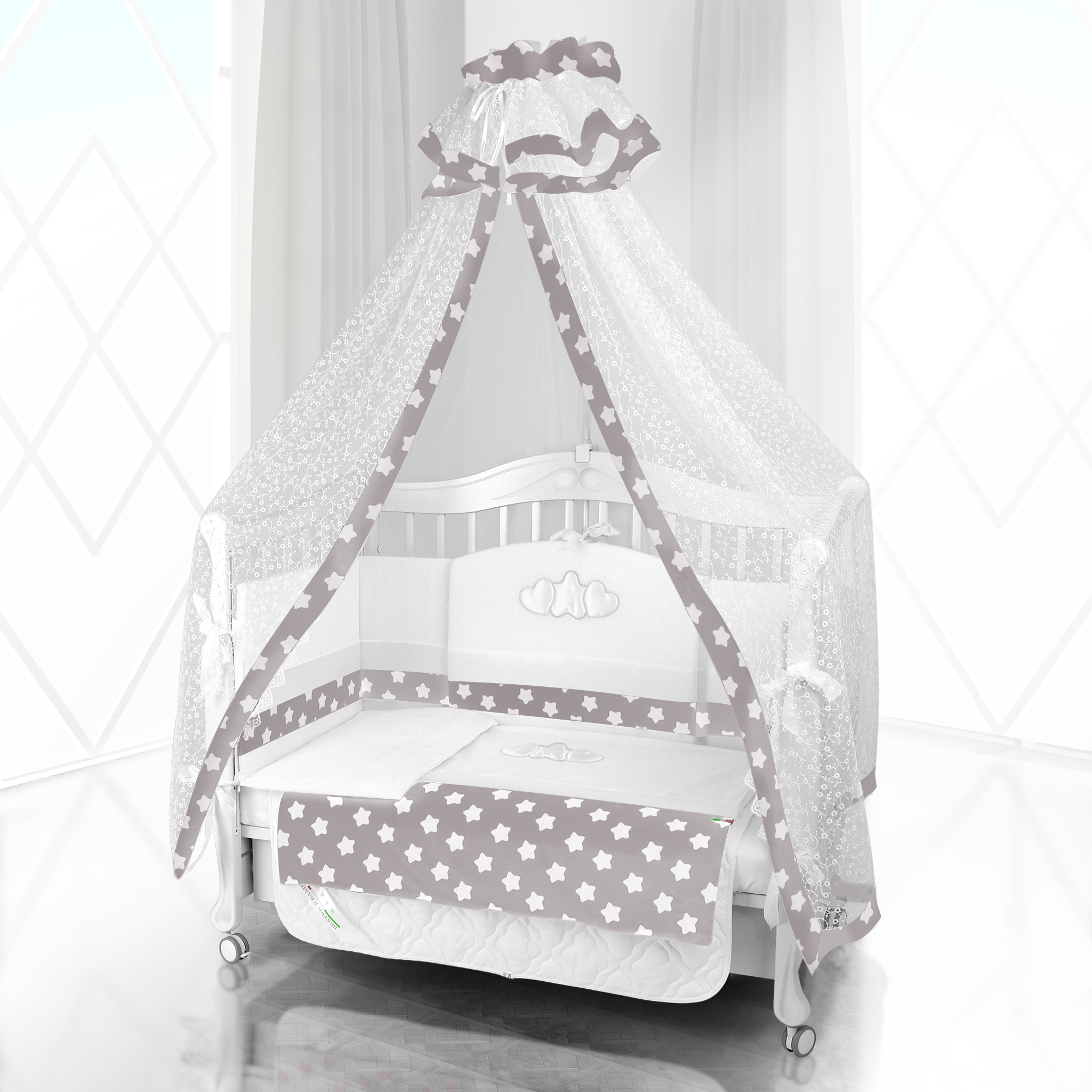 Комплект постельного белья Beatrice Bambini Unico Grande Stella (120х60) bianco grigio 4eceafccaee875af13639dafd3b5e587