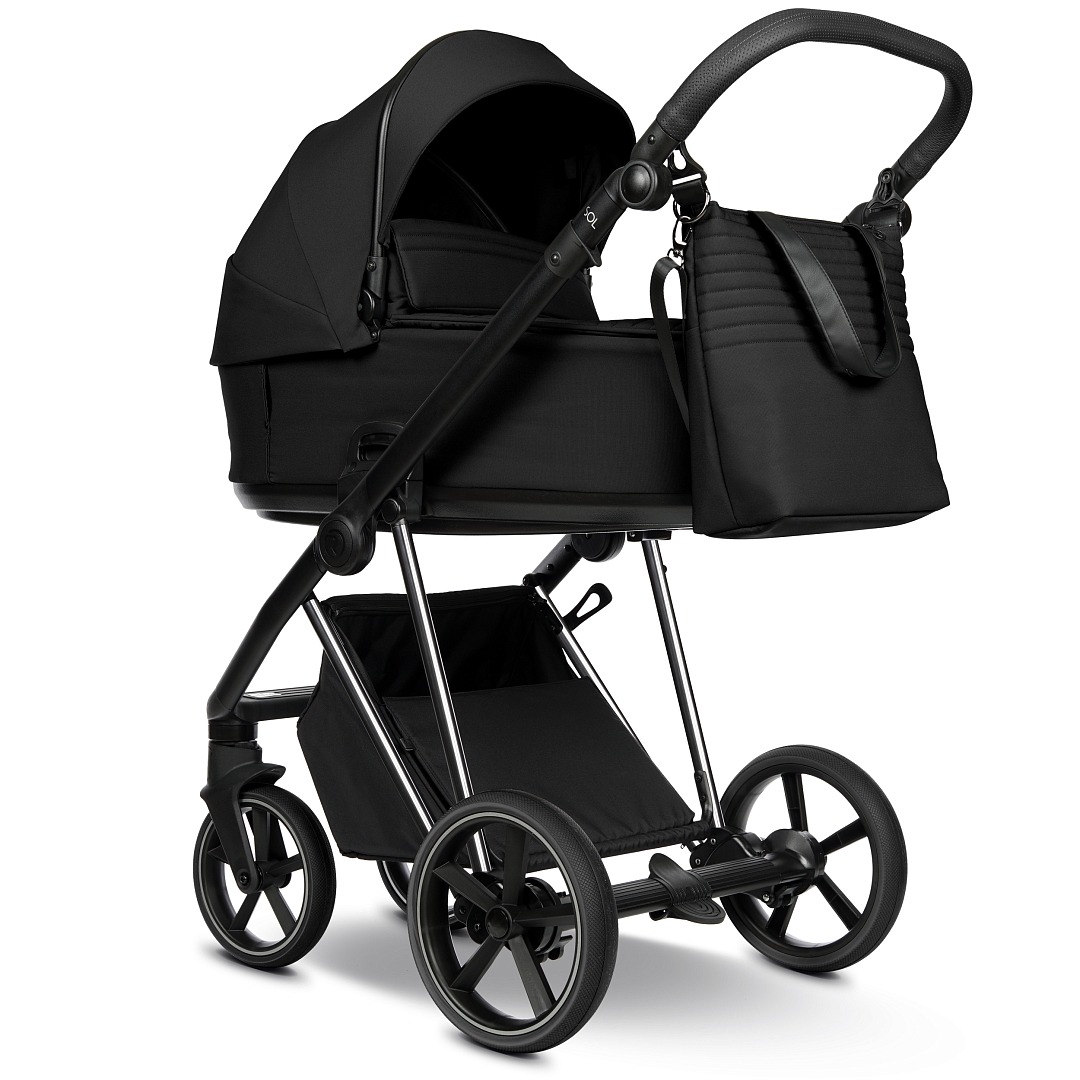 Коляска 2 в 1 Roan Sol Vintage Luxury (Caviar Black/Nickel/руч.Black)
