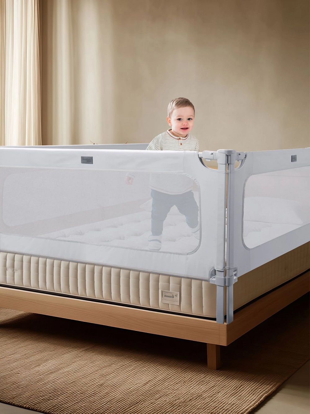 Барьер защитный для кровати Amarobaby Caveo (серый, 120 см)
