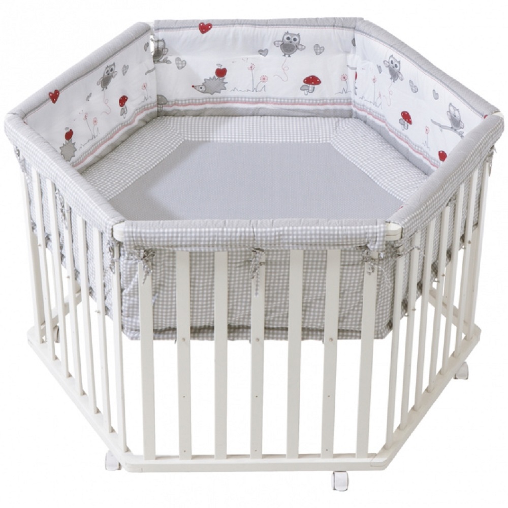 Детский шестиугольный манеж с бампером ROBA Adam Owl Белый 108130973-detskii-shestiugolnii-manezh-s-bamperom-roba-adam-owl-belii