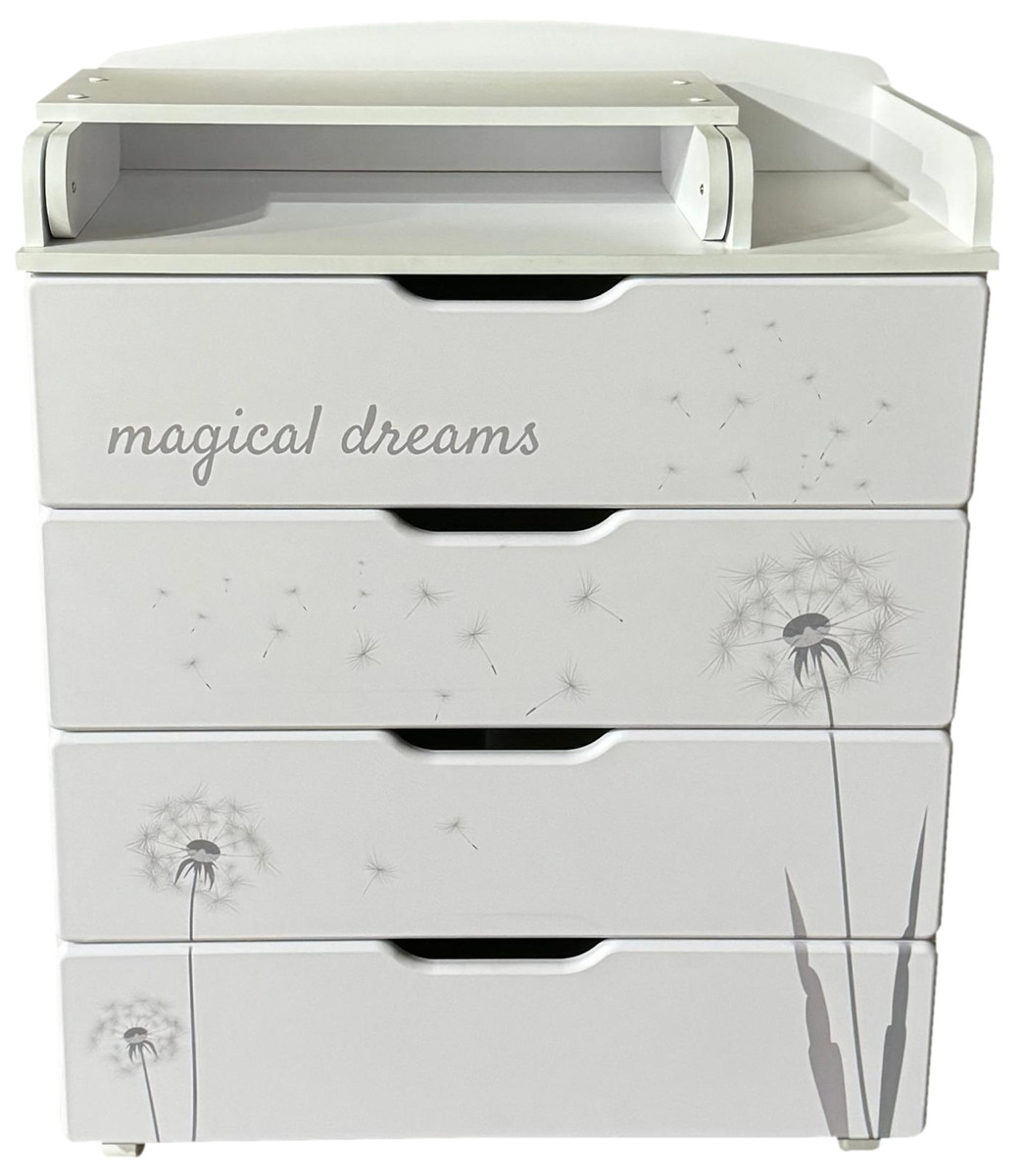 Пеленальный комод КЕДР Alina (белый/Одуванчики)