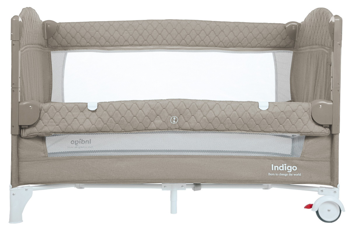 Манеж-кровать Indigo Bon-Bon, лен, приставной, 2 уровня Бежевый 5feq83t1graaneygk37cmiev3tud6c30