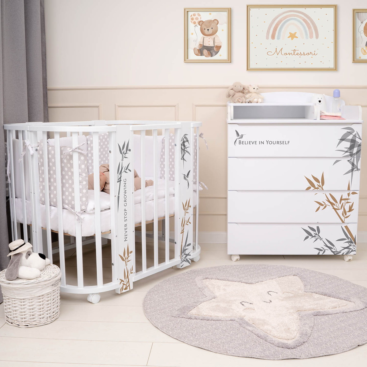 Комод Indigo Green Line с узким пеленальным столиком, ЛДСП, МДФ  Бамбук p9r1h95c9kq2trixxs0n7yvqvwx9onx4