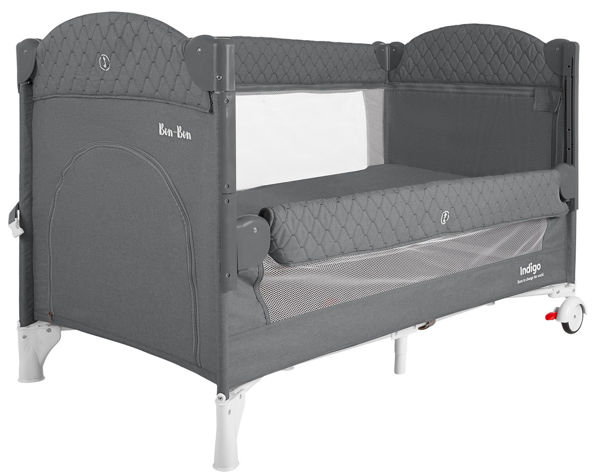 Манеж-кровать Indigo Bon-Bon, лен, приставной, 2 уровня Серый bl738zi4amb28tuopib3b6b81cof3zp7