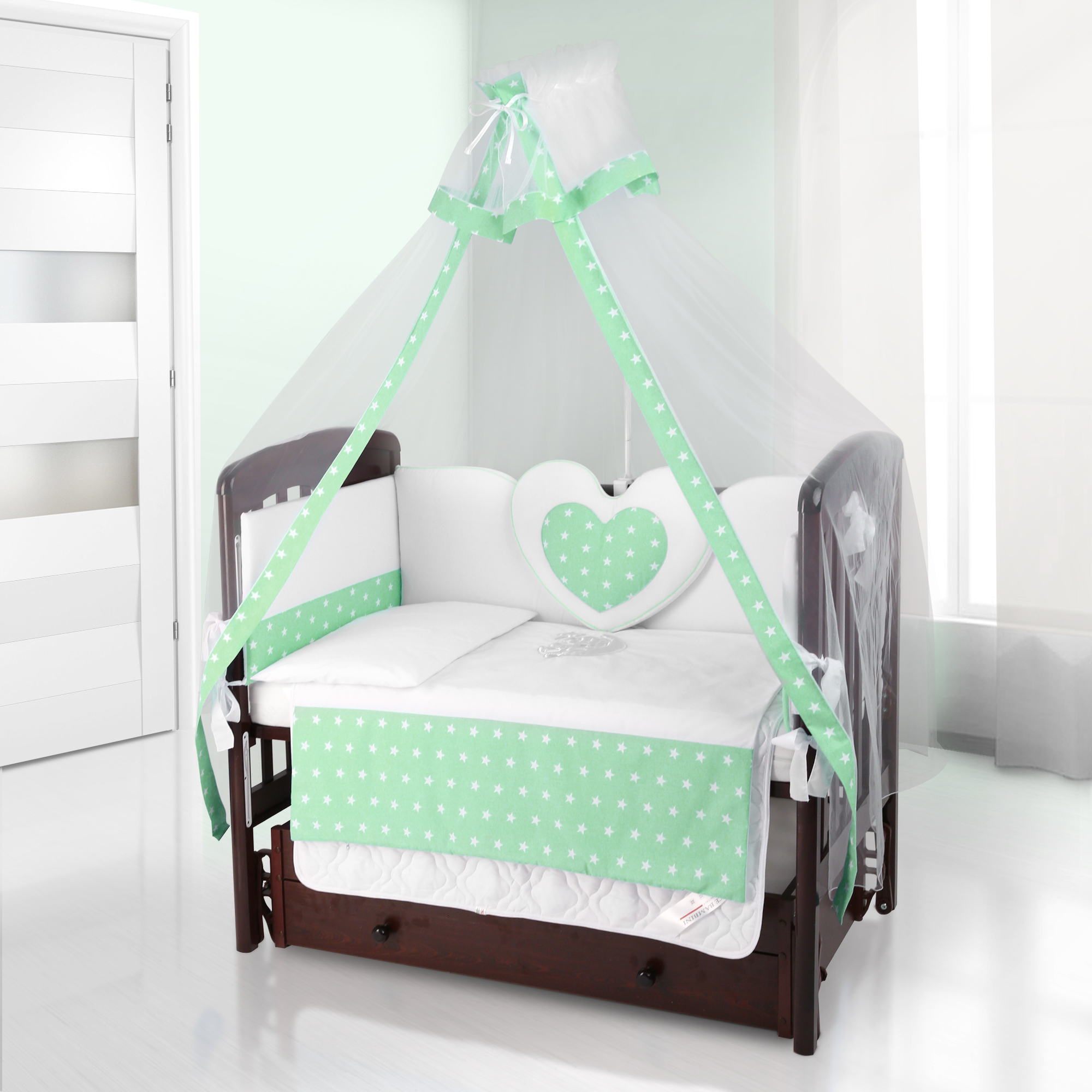 Балдахин на детскую кроватку Beatrice Bambini Bianco Neve Stella Verde c0394c4258663b37906a42050827f02e