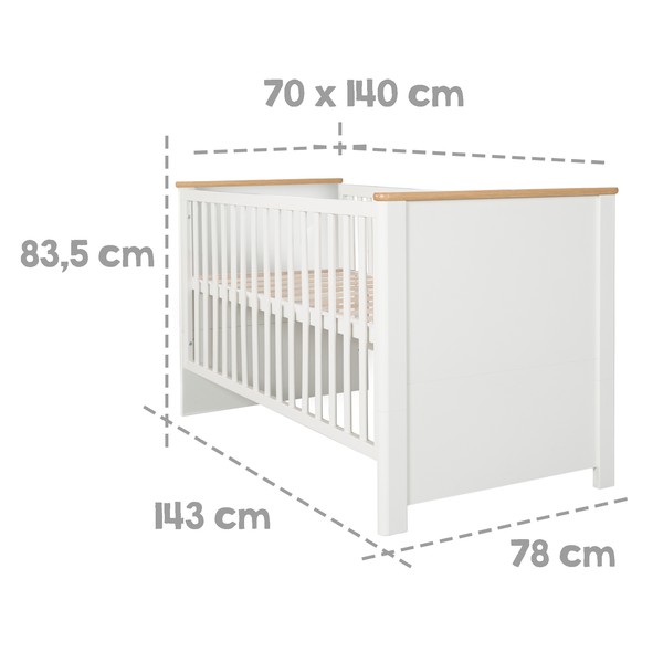 Детская кровать Roba Ava 70х140 белый/натуральный ei8vf10jhiz2k4rbq903gpwfxnbu0ens