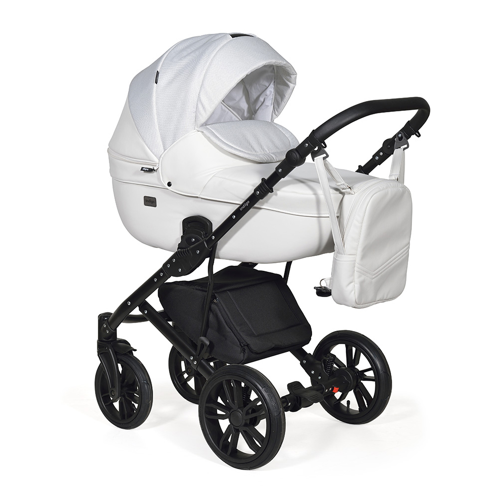 Коляска 2 в 1 Indigo MIO белая кожа+белый узор 7602fb9156ef2631f7f4f4c2efea35b3
