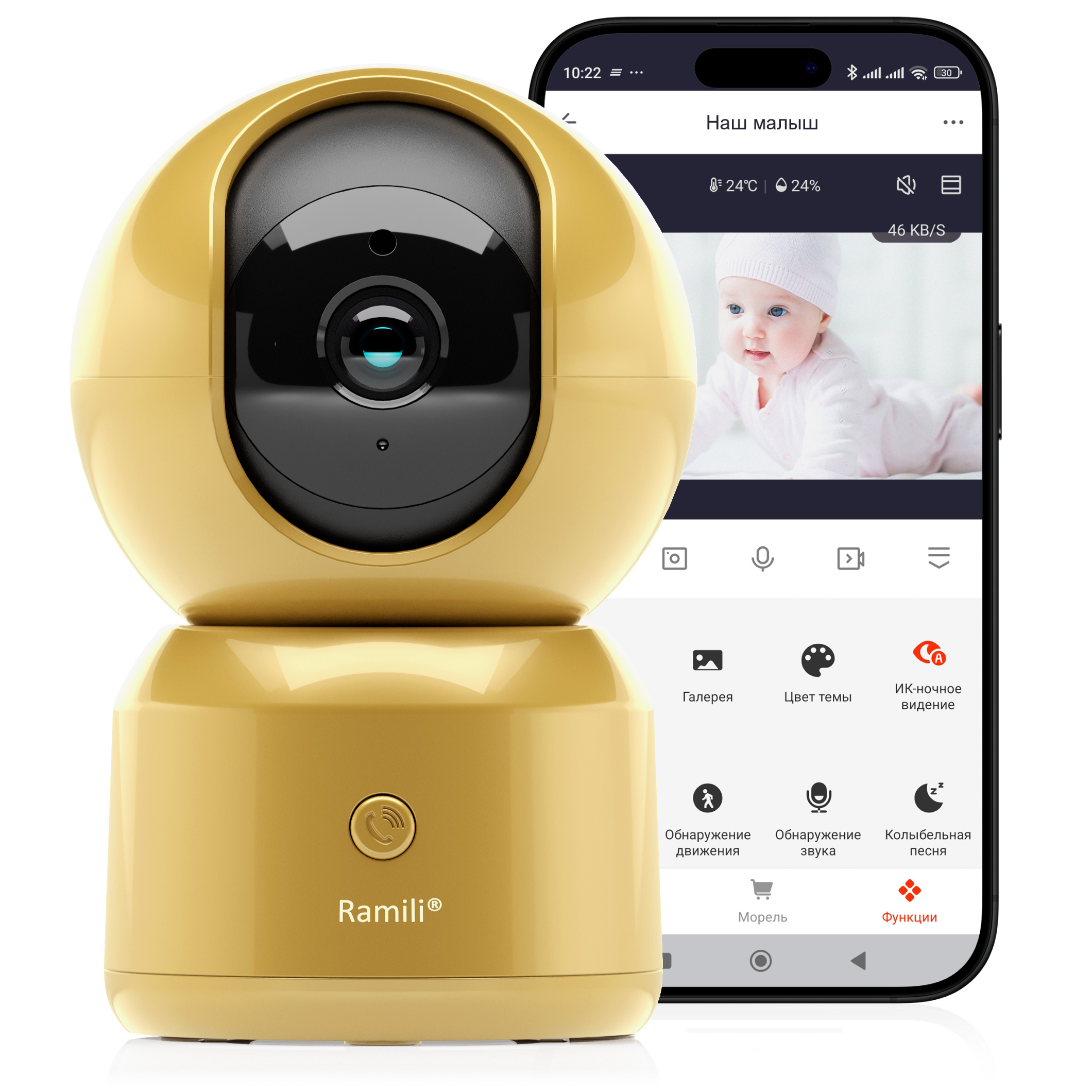 Wi-Fi Full HD Видеоняня Ramili Baby RV1500CGOLD4