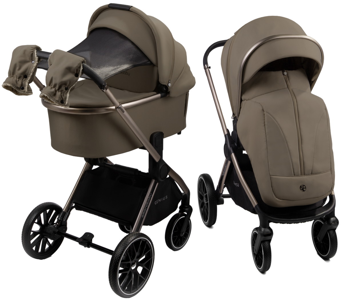 Коляска 2 в 1 Amarobaby Genius (Коричневый)
