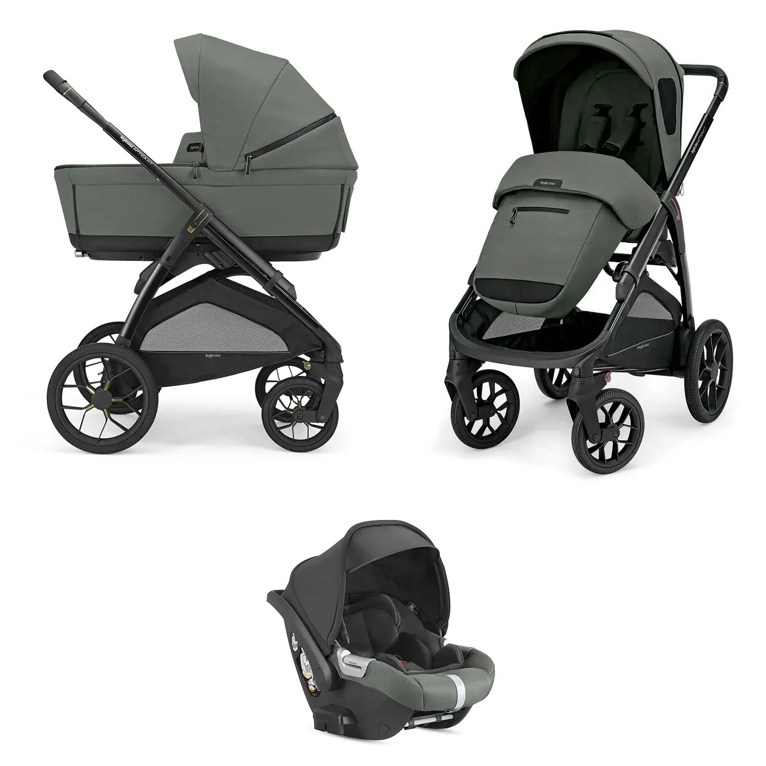Коляска 3 в 1 Inglesina Aptica XT (DRW I-Size) с подставкой под люльку Stand Up (Taiga Green 2025)