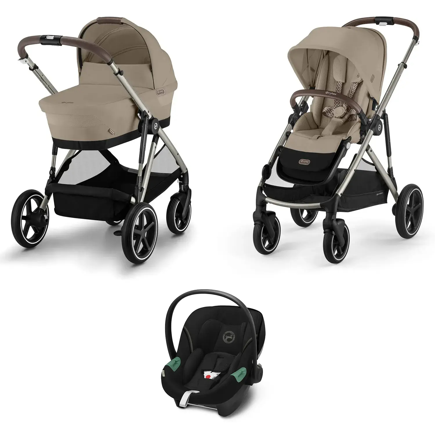 Коляска 3 в 1 Cybex Gazelle S TPE (Almond Beige с дождевиками)