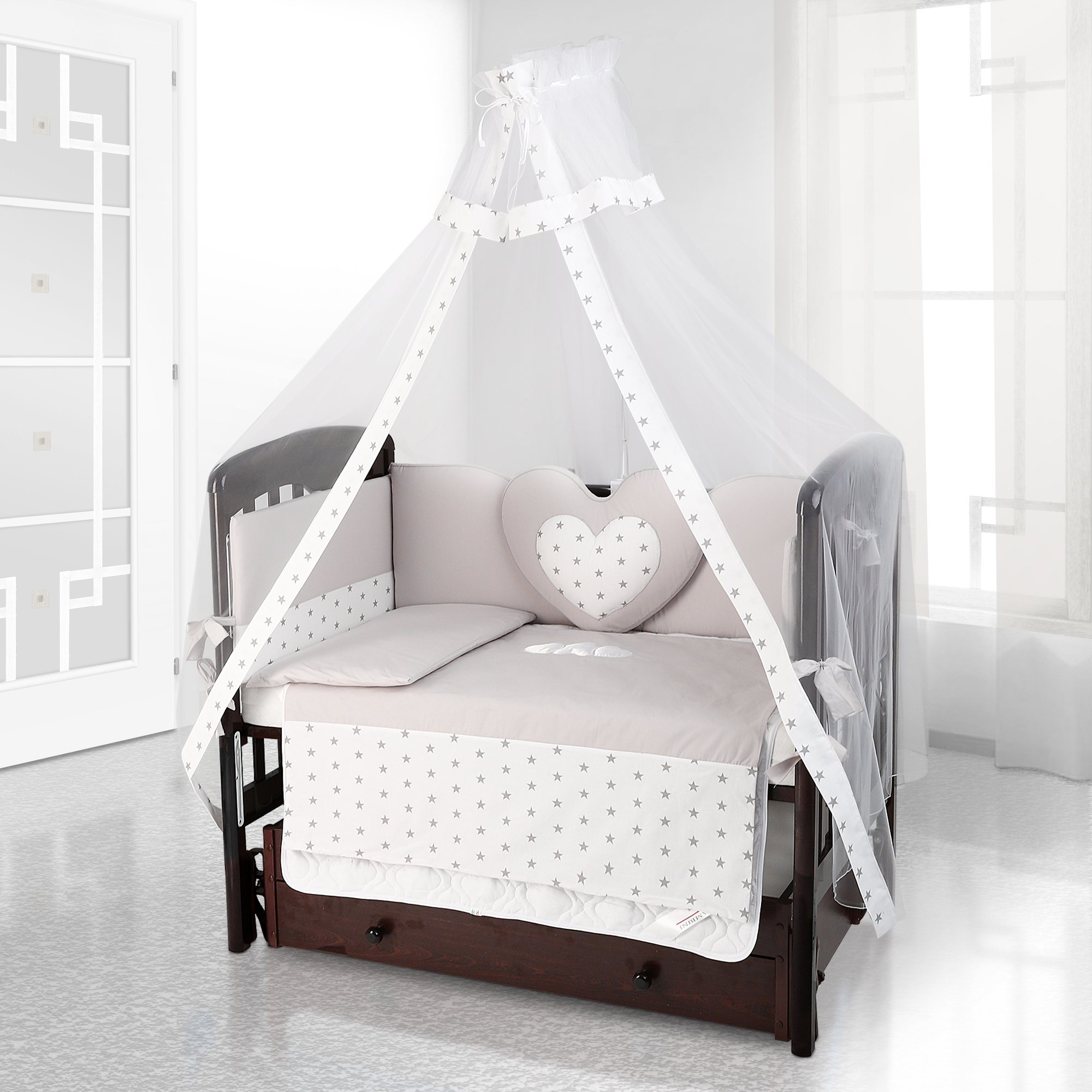 Балдахин на детскую кроватку Beatrice Bambini Di Fiore stella bianco grigio ea59139233a3221d4393aefb6ad25527