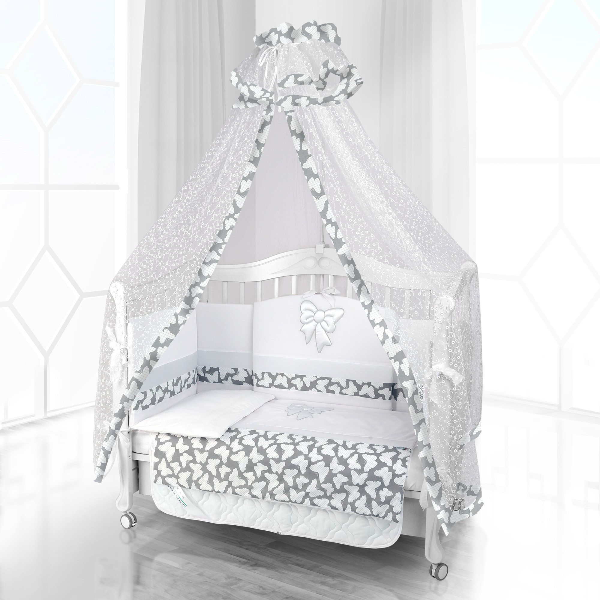 Комплект постельного белья Beatrice Bambini Unico Farfalino (125х65) bianco grigio 4472df2c4fb672b3d18c71289acc2297