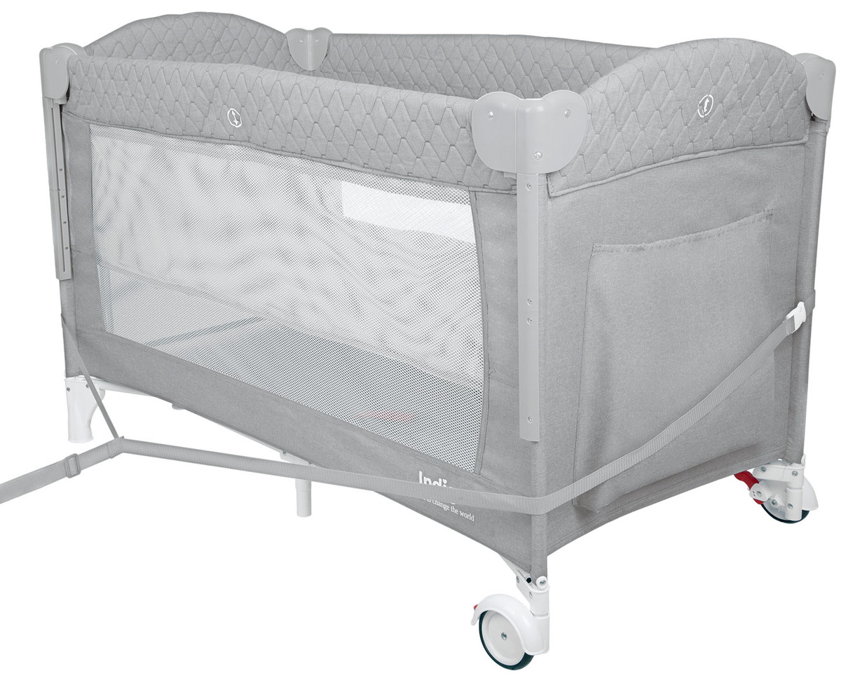 Манеж-кровать Indigo Bon-Bon, лен, приставной, 2 уровня Светло-серый bx6afhhqiynra41vef0pl2bdqf2hzn1q