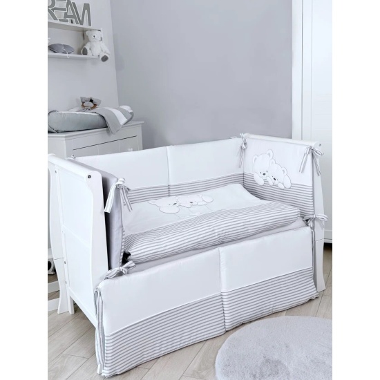 Комплект постельного белья Lepre Sweet Bears 6 предметов (125*65) (21 белый/серый в полоску)