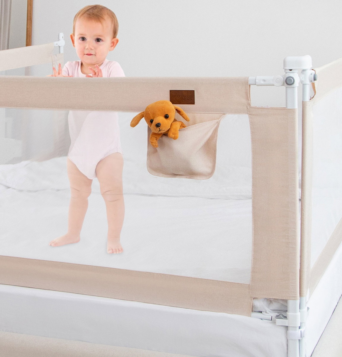 Барьер для кровати AmaroBaby Linear 160 см бежевый ydlj24wy3coebl77rhsw6dubg2m9l9bu