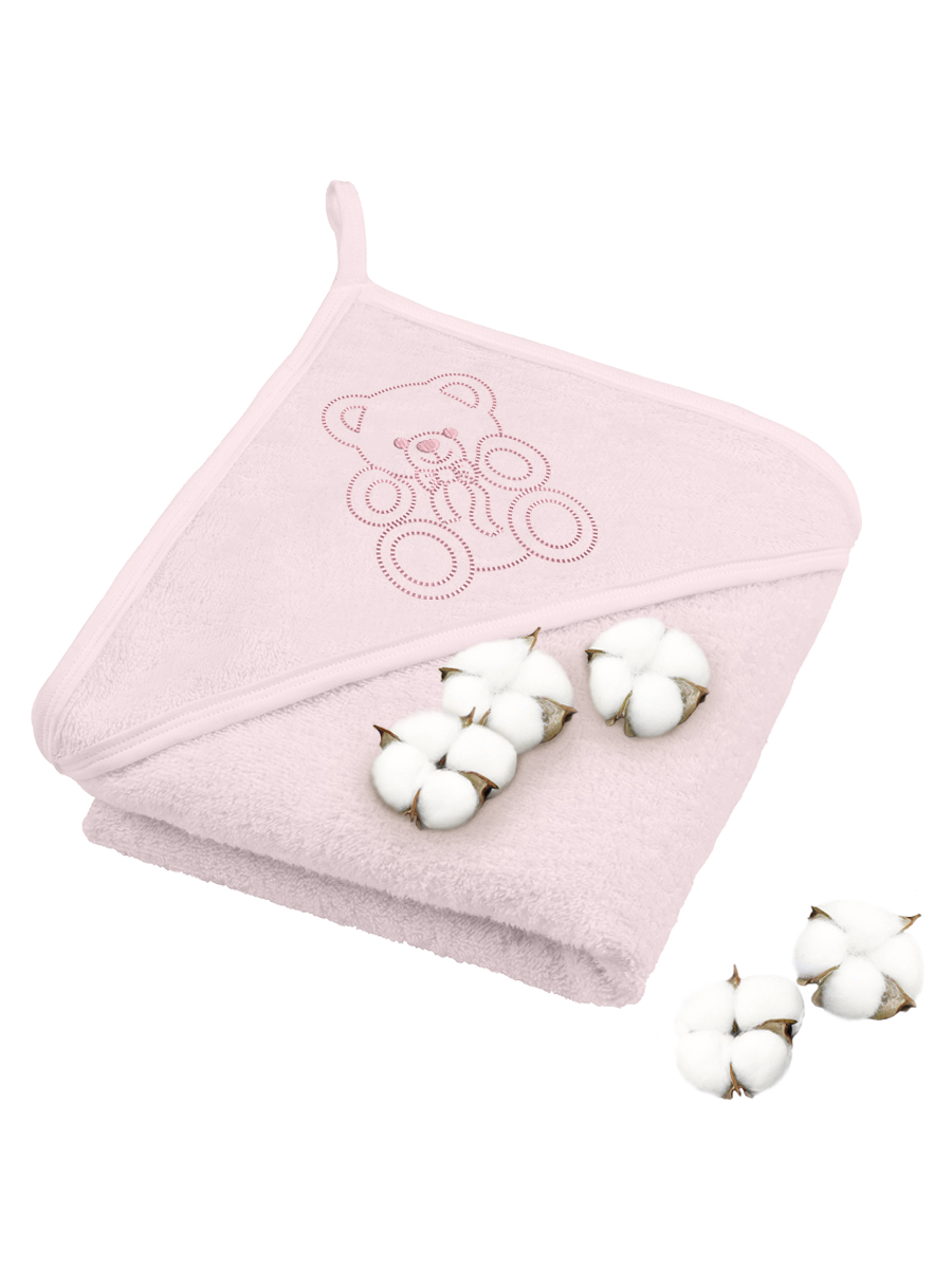 Полотенце махровое с уголком Globex Мишка с бантиком розовый 108129658-polotence-mahrovoe-s-ugolkom-globex-mishka-s-bantikom-rozovii