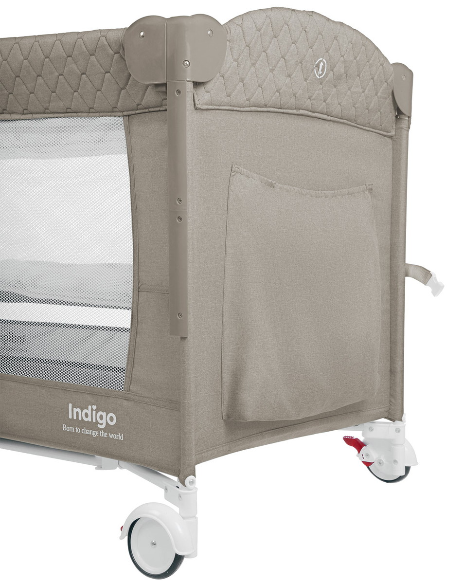 Манеж-кровать Indigo Bon-Bon, лен, приставной, 2 уровня Бежевый 6yg4hce0qxahgzre680rib0wbmfyjdfa
