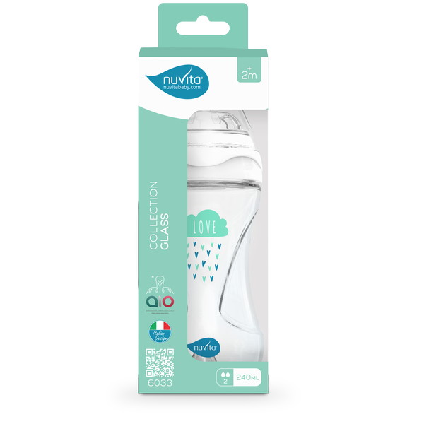 Антиколиковая бутылочка Nuvita 6033 Glass Collection 240мл, стекло белый/зеленый zsjepxf0ycauax0q2yuc2c7khtt035so