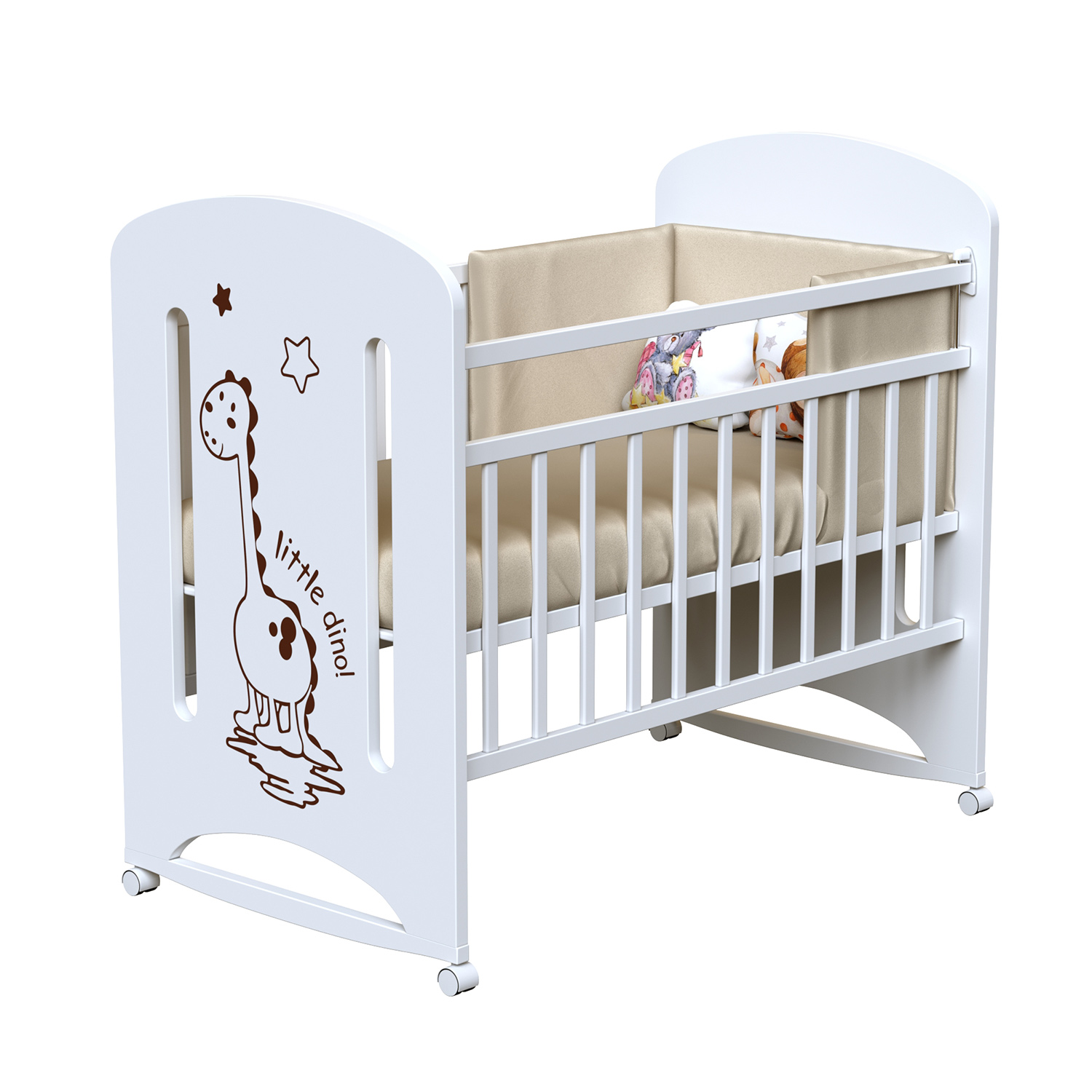 Детская кроватка ВДК DINO (колесо-качалка) белый 108133725-detskaya-krovatka-vdk-dino-koleso-kachalka-belii