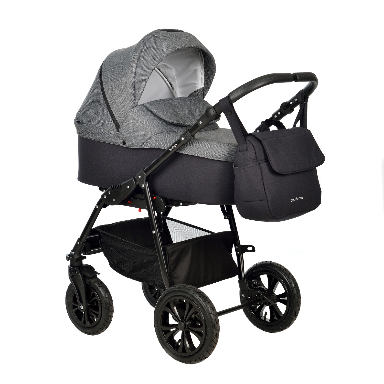 Коляска 2 в 1 Indigo CHARLOTTE Sity  черный+т.серый 9321be0cbc1b162a549a56770d26c1ad