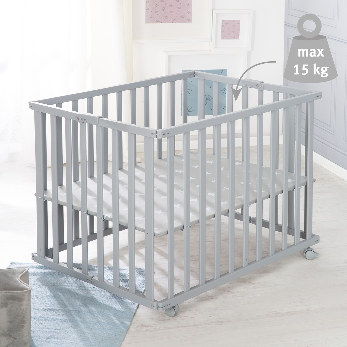 Детский складной манеж ROBA Foldable playpen 74 х 100  Серый v4fgw30p7546obxyj0obt9q5fdrntvc8