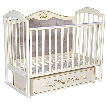 Детская кроватка Оливер Камилла Элеганс Премиум мягкая спинка (Слоновая кость)