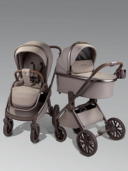 Коляска 2 в 1 Amarobaby Motus Premium Ecco Exclusive (Экокожа) (мокко)