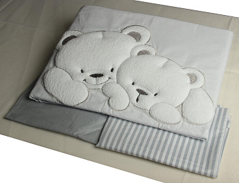Сменный комплект постельного белья Lepre Sweet Bears 3 предмета (125*65) (21 серый/полоска)