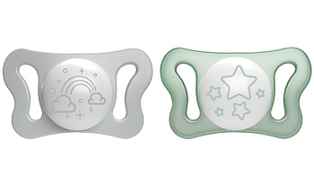 Пустышка Chicco PhysioForma Micro силиконовая 0-2 мес, 2 шт. (Glow)